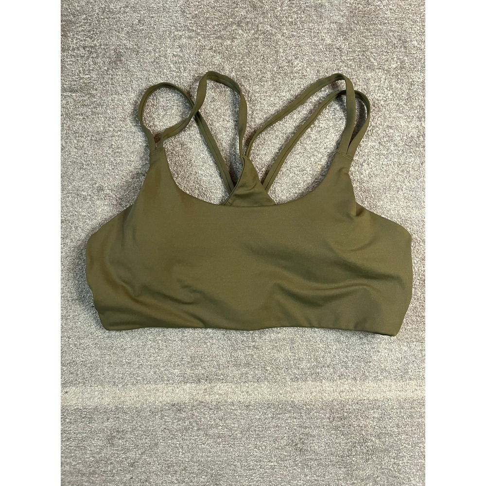 Fabletics Olive Green Strappy Racerback Sports Bra L Athletic Athleisure NWOT